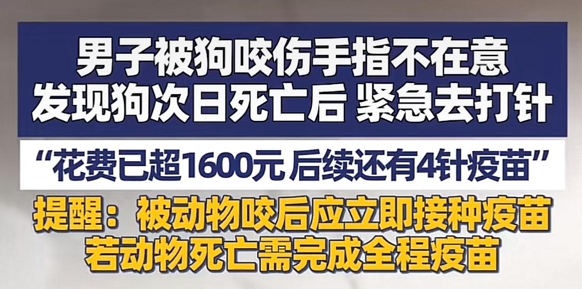 被狗咬了还是得立刻去打疫苗！男子被自家的狗咬了之后，并没在意，结果第二天狗死