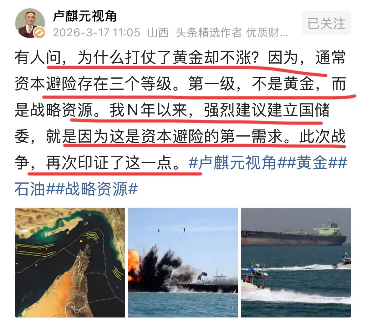 卢麒元被网友誉为高层智囊，国师！！卢师再次呼吁，必须要建立国储委；对资金进行