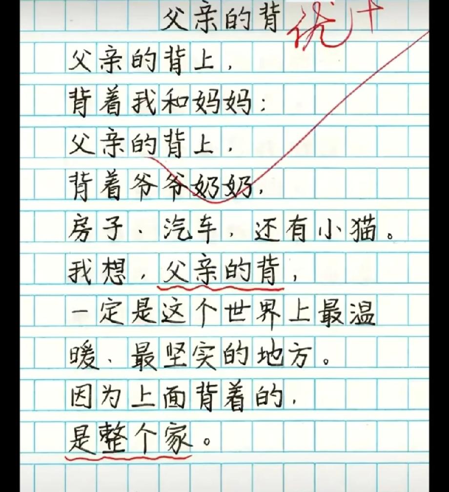  谁看了不心疼？小学生笔下父亲的背，藏着整个家的重量