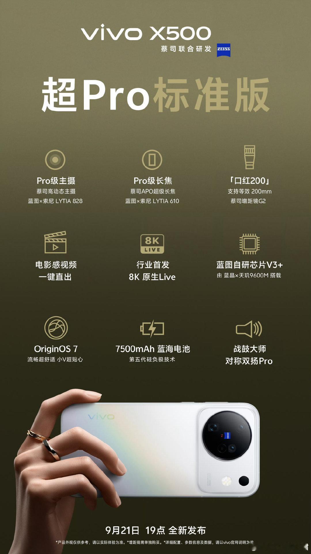 vivoX500Pro系列和vivoX500核心亮点一览。蔡司影像双冠王和超Pro，你们对哪款更有兴