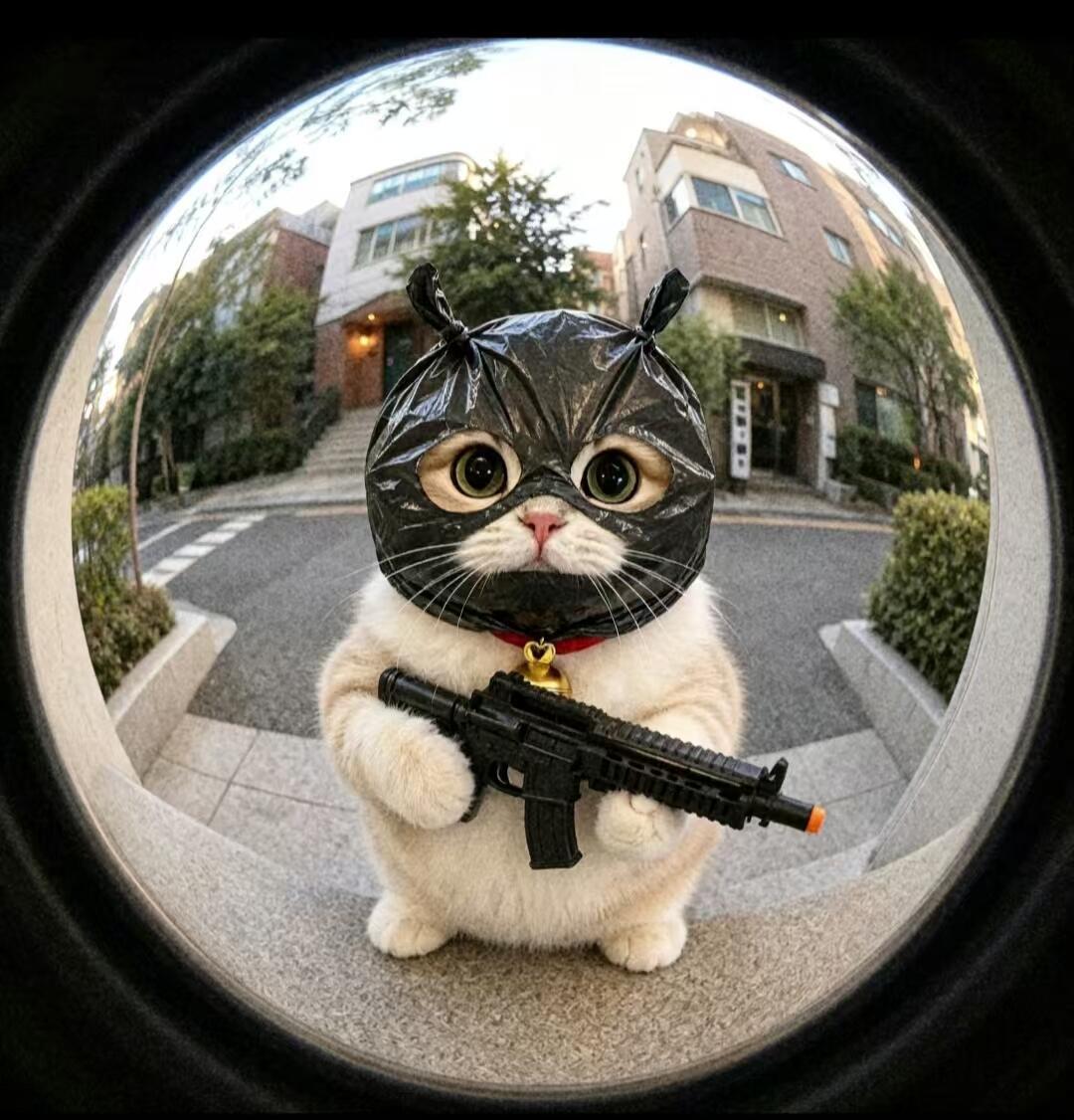 猫咪打劫画面太可爱你好！请交出所有小鱼干！📢📢📢​​​