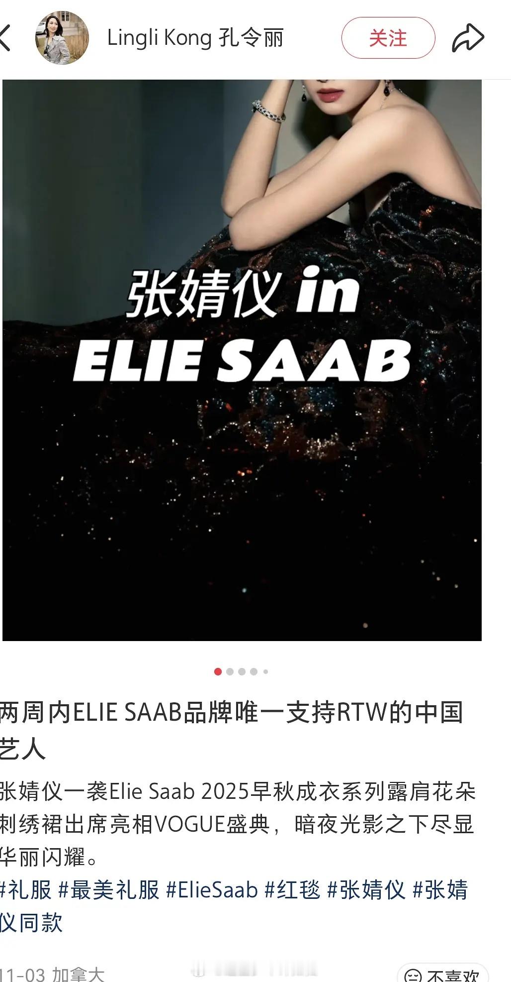 es负责人在得知视界大会李兰迪穿了es礼服后，当天出来澄清，说品牌支持的只有张