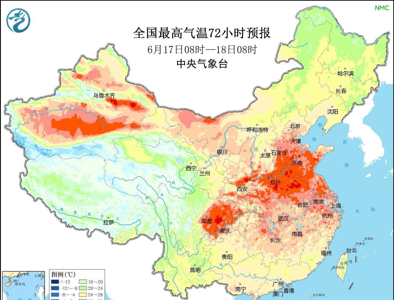 华北区域天气趋势详解：1.周一至周四(6月16日-19日)：高温“霸