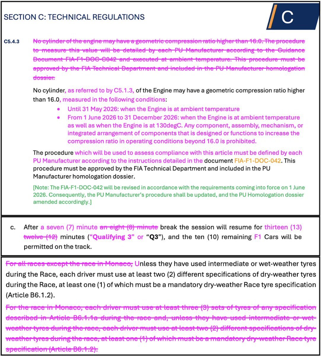 FIA国际汽联修改了2026赛季F1的部分规则👀～将从6月1日开始实施全新引擎