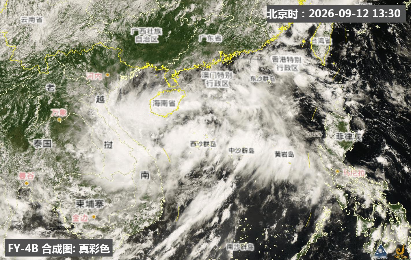 【南海热带低压】南海热带低压的中心今天（12日）17时，位于海南省三亚市偏南方向