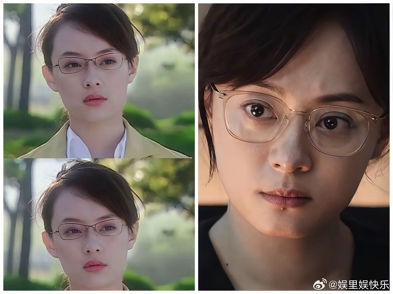 年轻就是好啊，同样是戴眼镜，23年前的孙俪除了青春无敌之外，还莫名有种高智感，像