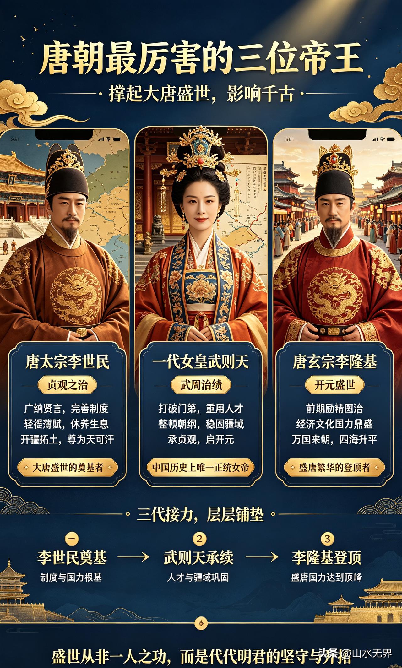 唐朝最厉害的三位帝王！撑起大唐千年盛世，千古无人超越大唐两百多年基业，辉煌