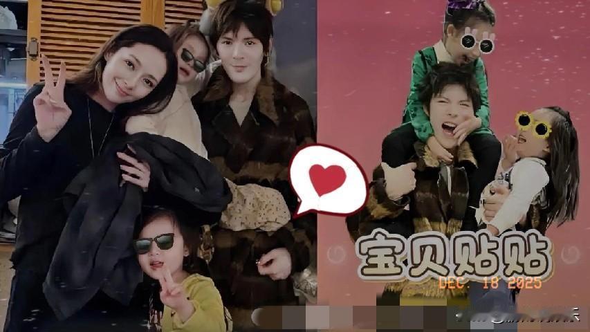 向佐一家四口温馨同框，幸福乐章奏响新篇近日，向佐分享的与郭碧婷一家四口合体视