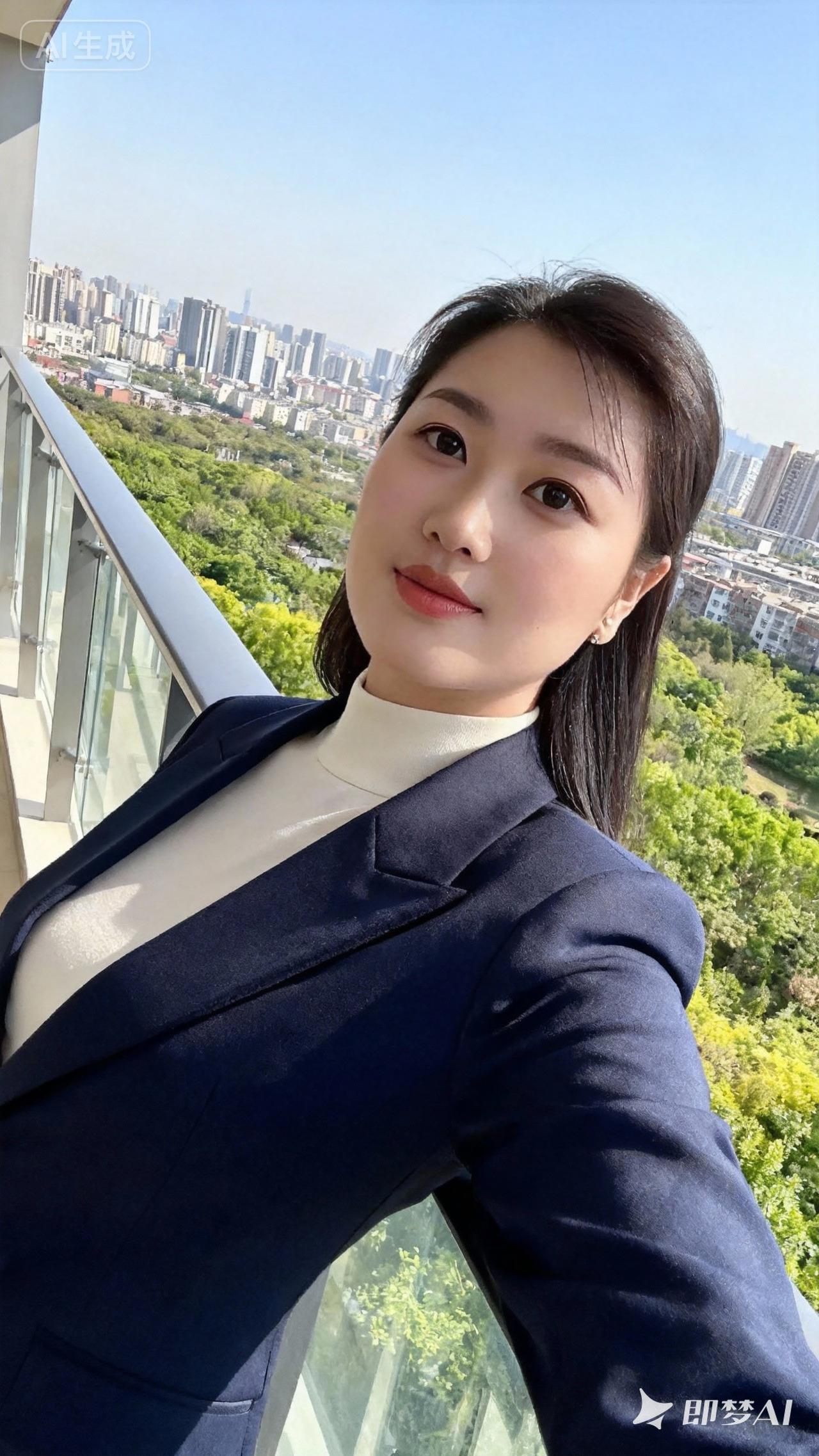 高楼望断，云海映芳颜。