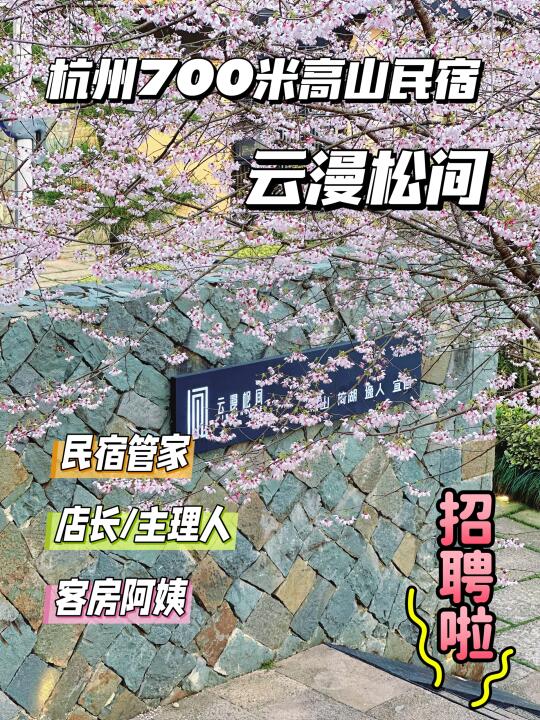 杭州2H！藏在700米高山上民宿招聘啦