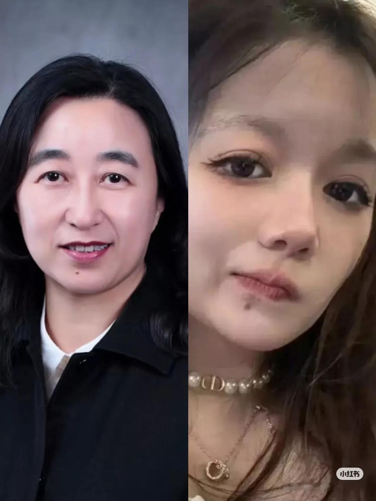 董小姐和她姑姑太像了！特别是眉毛和眼睛，还有下巴上的痣，不过有一点不太一样，那