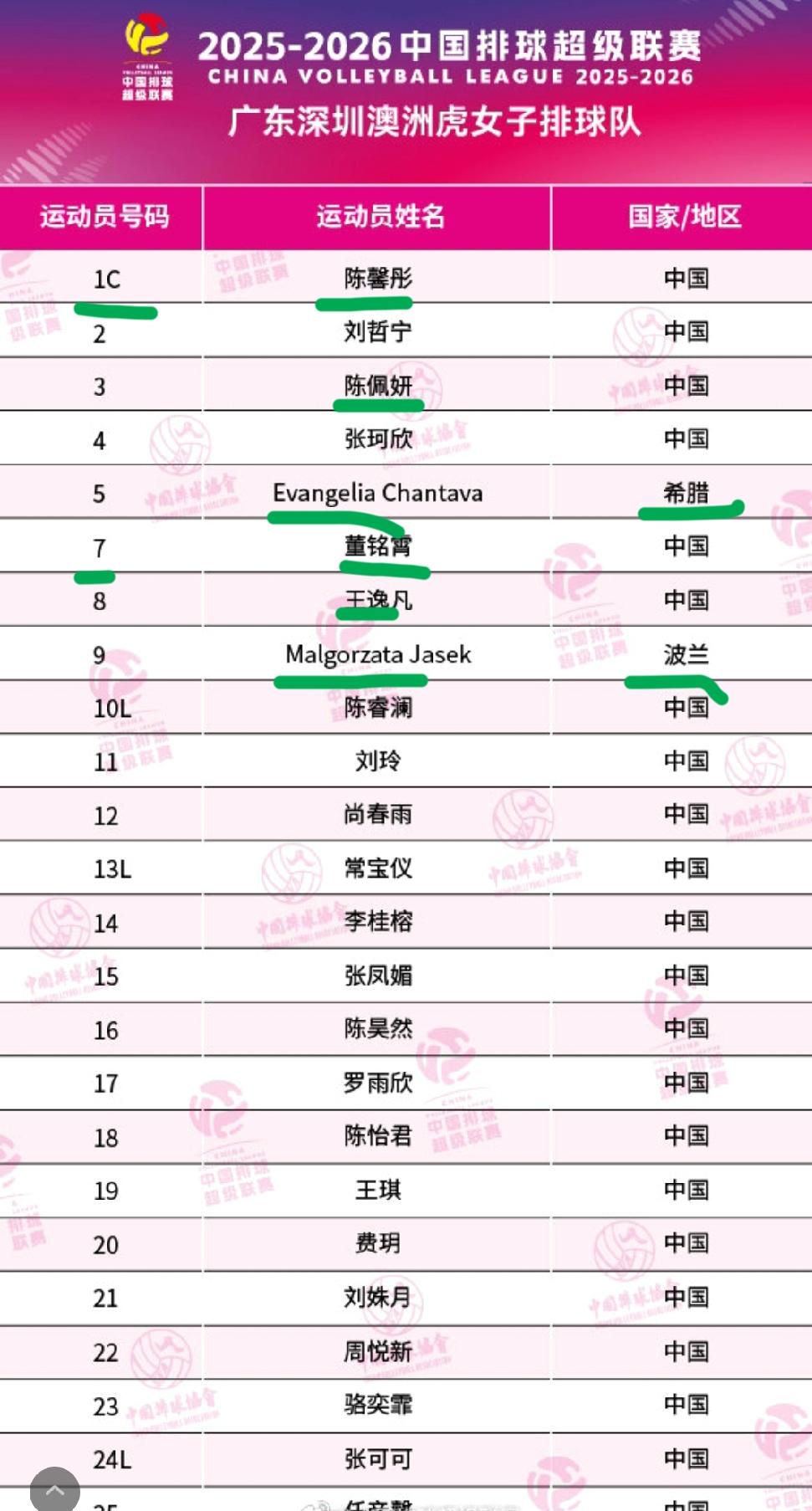 排超联赛B级6支队伍大名单出炉！深圳女排江西女排，四川女排云南女排，河北女排浙江