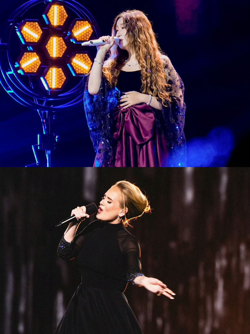 锤娜丽莎内娱有自己的阿黛尔新歌《两个一个人》MV里的她，造型、表情、肢体语言都