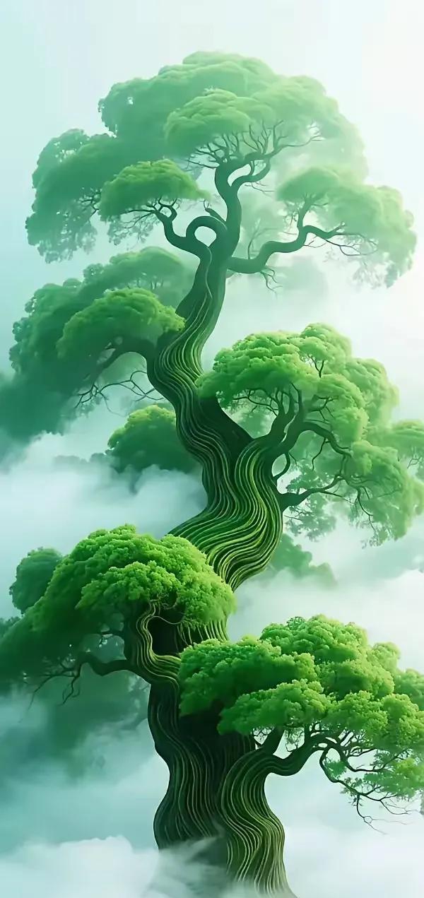 五绝·梦幻老树文/方立新梦幻青云树，虯枝向九天。风光无限好，景象漫迷烟
