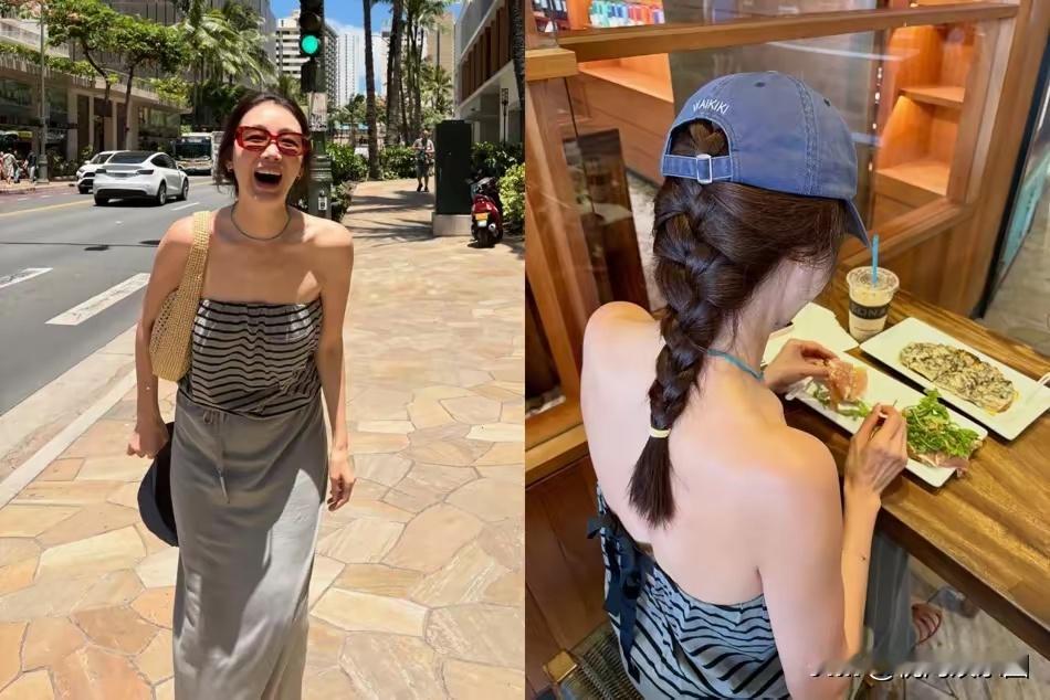 51岁崔智友秀紧致美背！无滤镜零赘肉，6岁女儿遗传优越比例