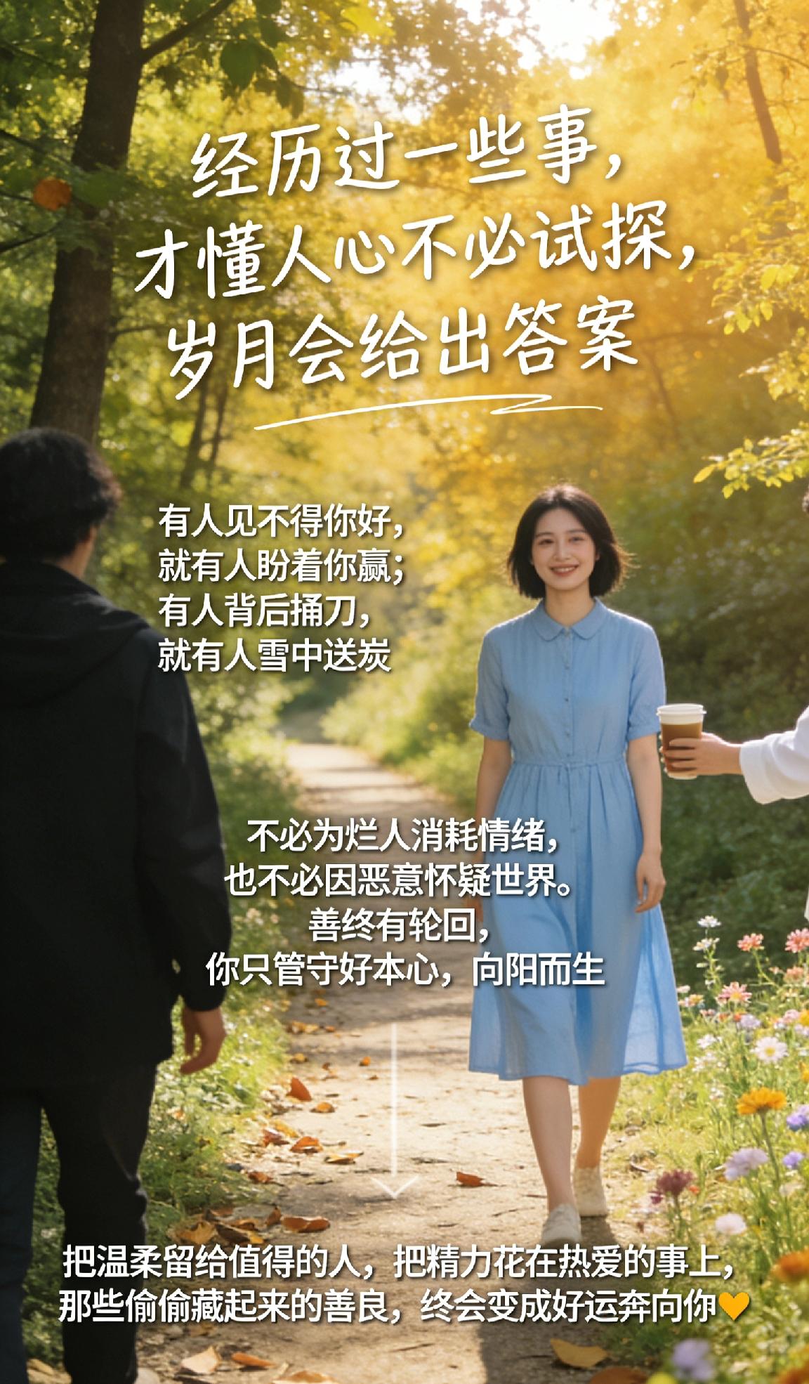 经历过一些事，才懂人心不必试探，岁月会给出答案。有人见不得你好，就有人盼着