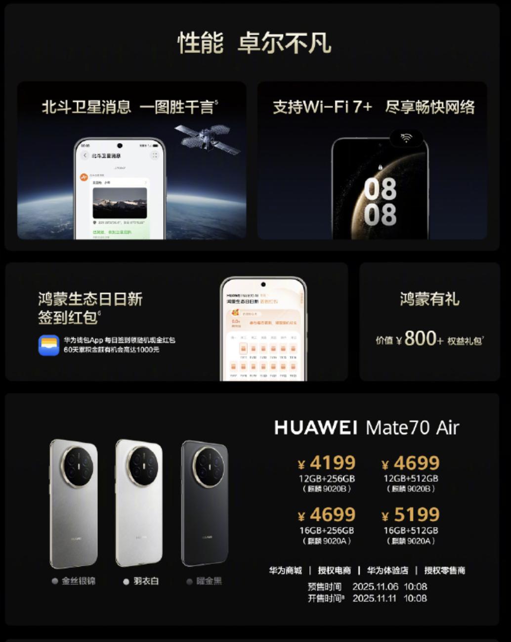 华为Mate70Air价格出来了！比iPhoneAir便宜多了！