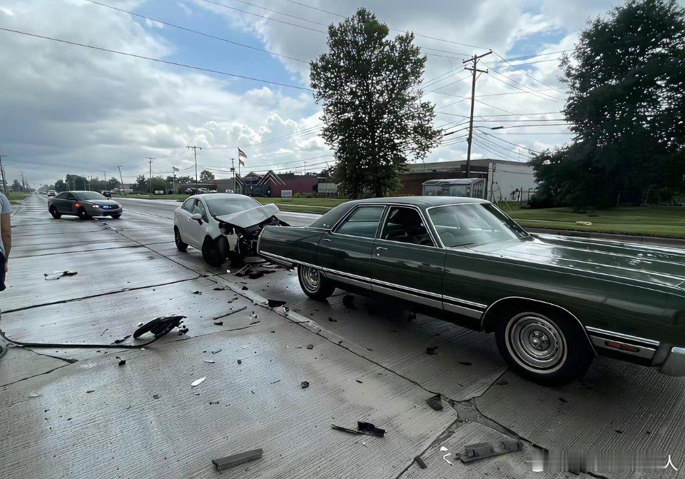 一名男子展示他的1973年克莱斯勒时，被一辆现代汽车撞到，车子却几乎没受损而走红