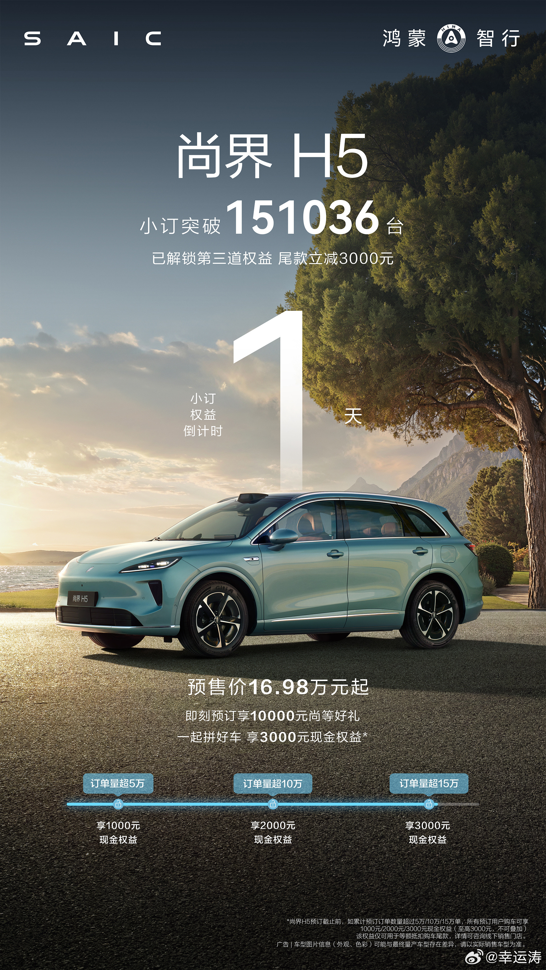 尚界H5小订破15万台尚界汽车宣布尚界H5小订突破150000台！！大家真的要