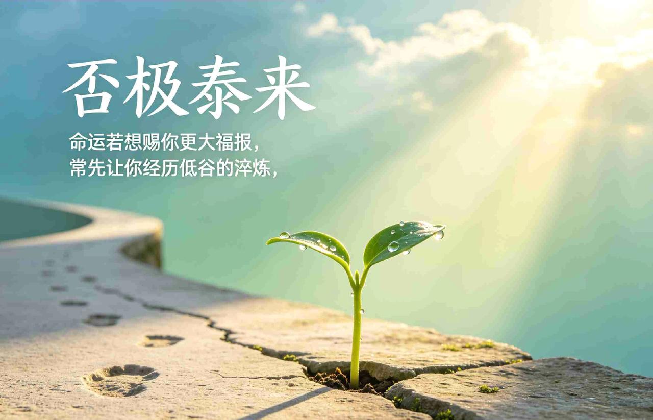 天道运行的规律，是否极泰来。命运若想赐你更大福报，常先让你经历低谷的淬炼。每一次