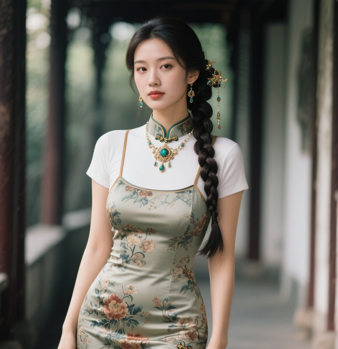 丰腴美人旗袍韵，珠光宝气映红唇