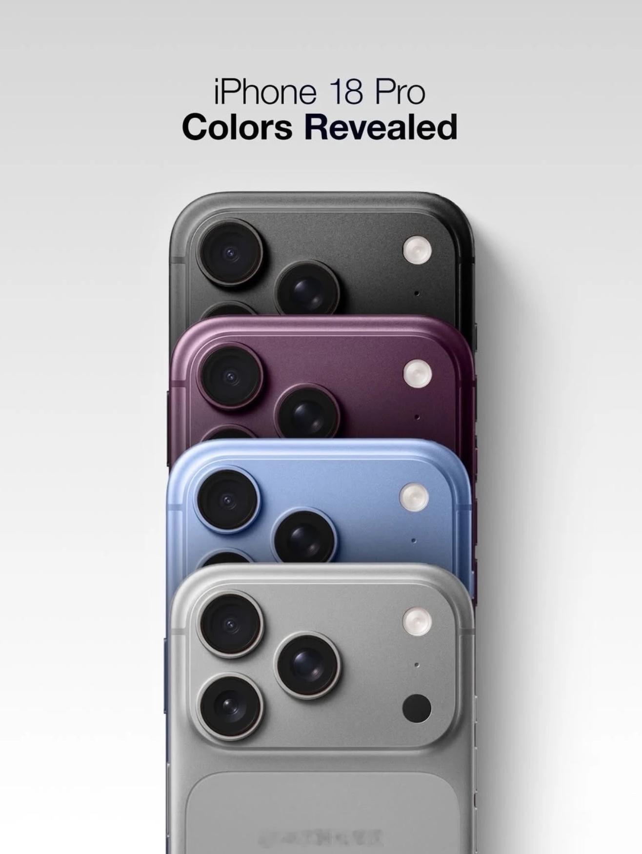 iPhone18Pro系列有四种配色：浅蓝色（代号：Pantone2121