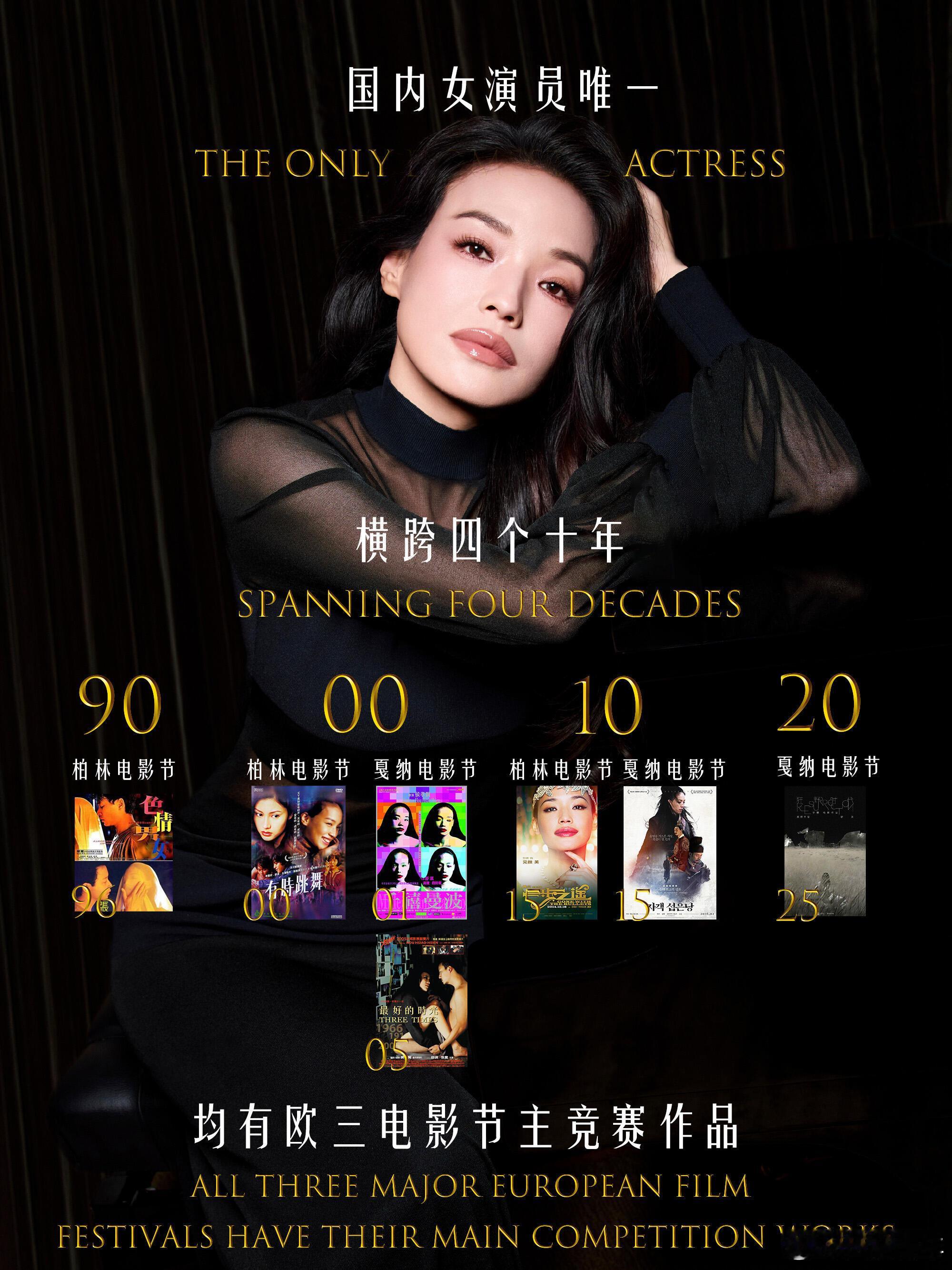横跨四个十年，舒淇作为华语顶级女演员的能力。（图为舒淇影迷制作）电影狂野时代入围
