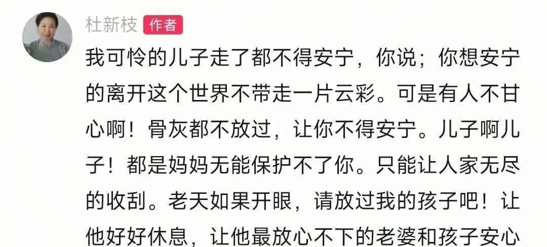 犯罪心理学专家，可以把杜新枝写进教材了！杜新枝太会了！现在又以死去的儿子拿出来博