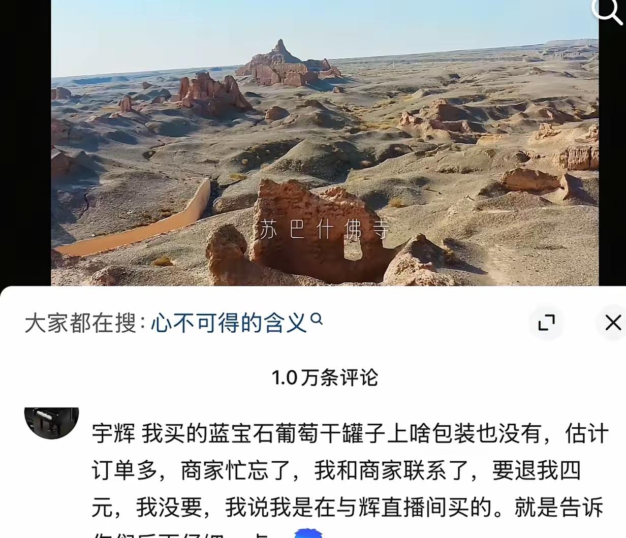 董宇辉新疆行时，丈母娘们抢着买葡萄干，商家忙得罐子上都没来得及贴信息。商家见状要