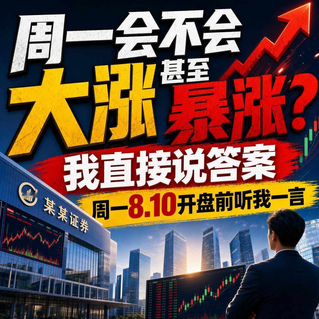 周一会不会大涨甚至暴涨？我直接说答案，周一8.10开盘前听我一言很多人看到周五