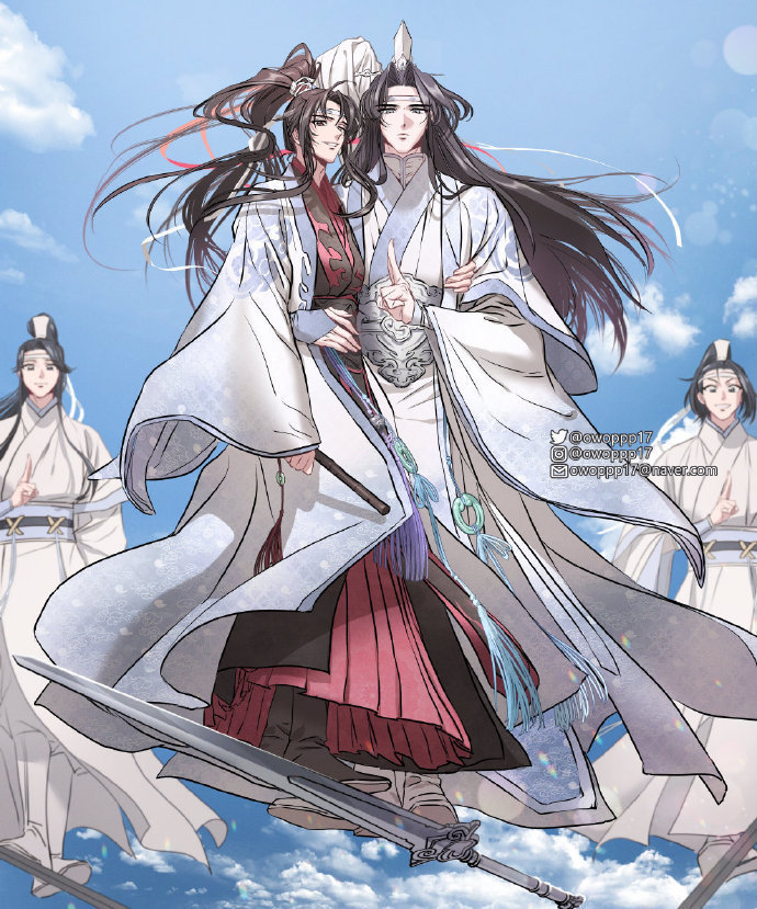 魔道祖师漫画御剑飞行，羡羡得意的小表情😏x：owoppp17​​​