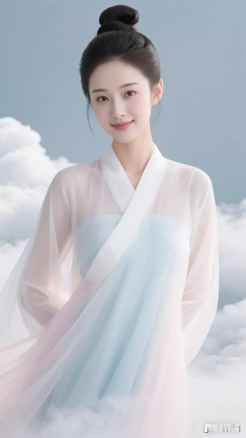 云中仙子，衣袂飘飘。张立启原创书画AI作品古仕女发髻集锦首发第545期唐风牡丹妆