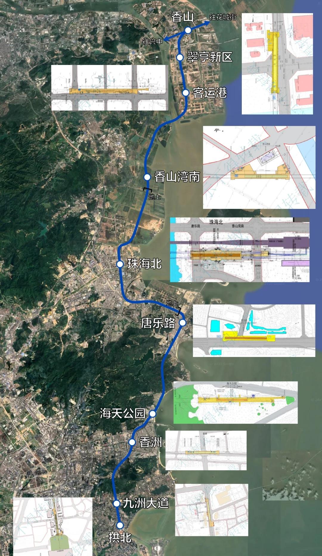 南中珠城际香山-拱北段环评公示车站数减少近期，南中珠城际东线环评公示，线路北