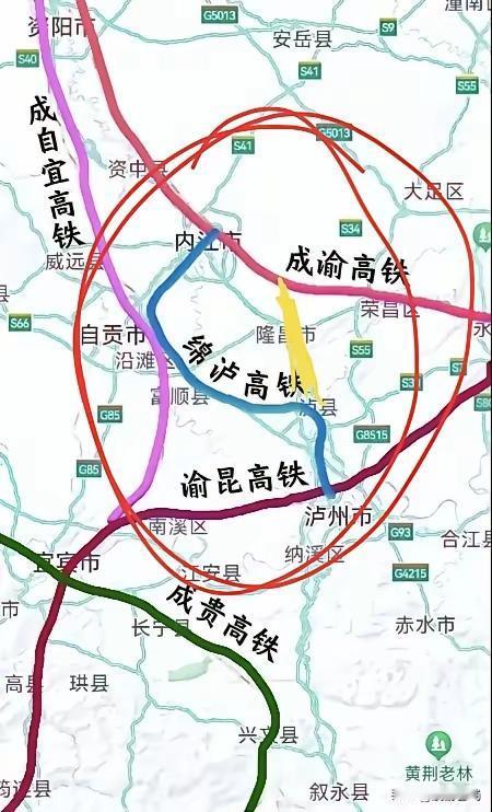 绵遂内泸铁路这么明显的内江弯，为啥不走直线从隆昌到泸县到泸州更顺直便捷？而自贡有