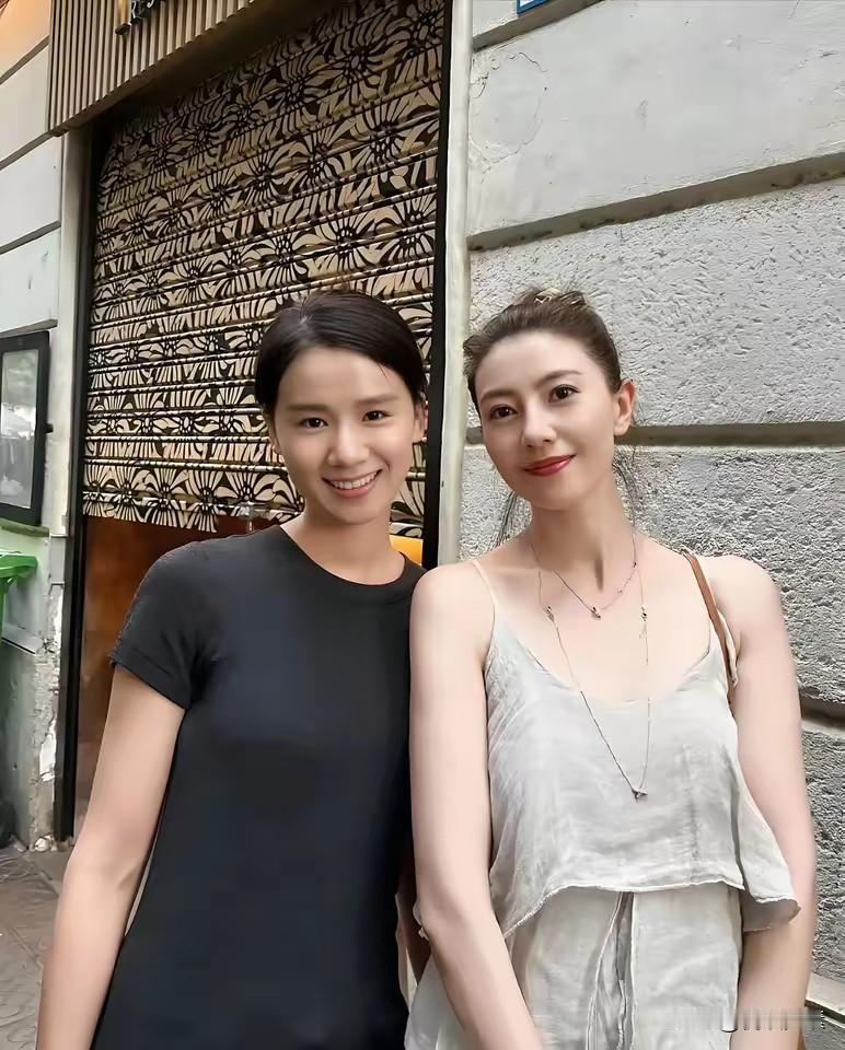 素人的颜值其实不低，然而与高圆圆站一起，还是差一截，尤其气质方面更不是一个