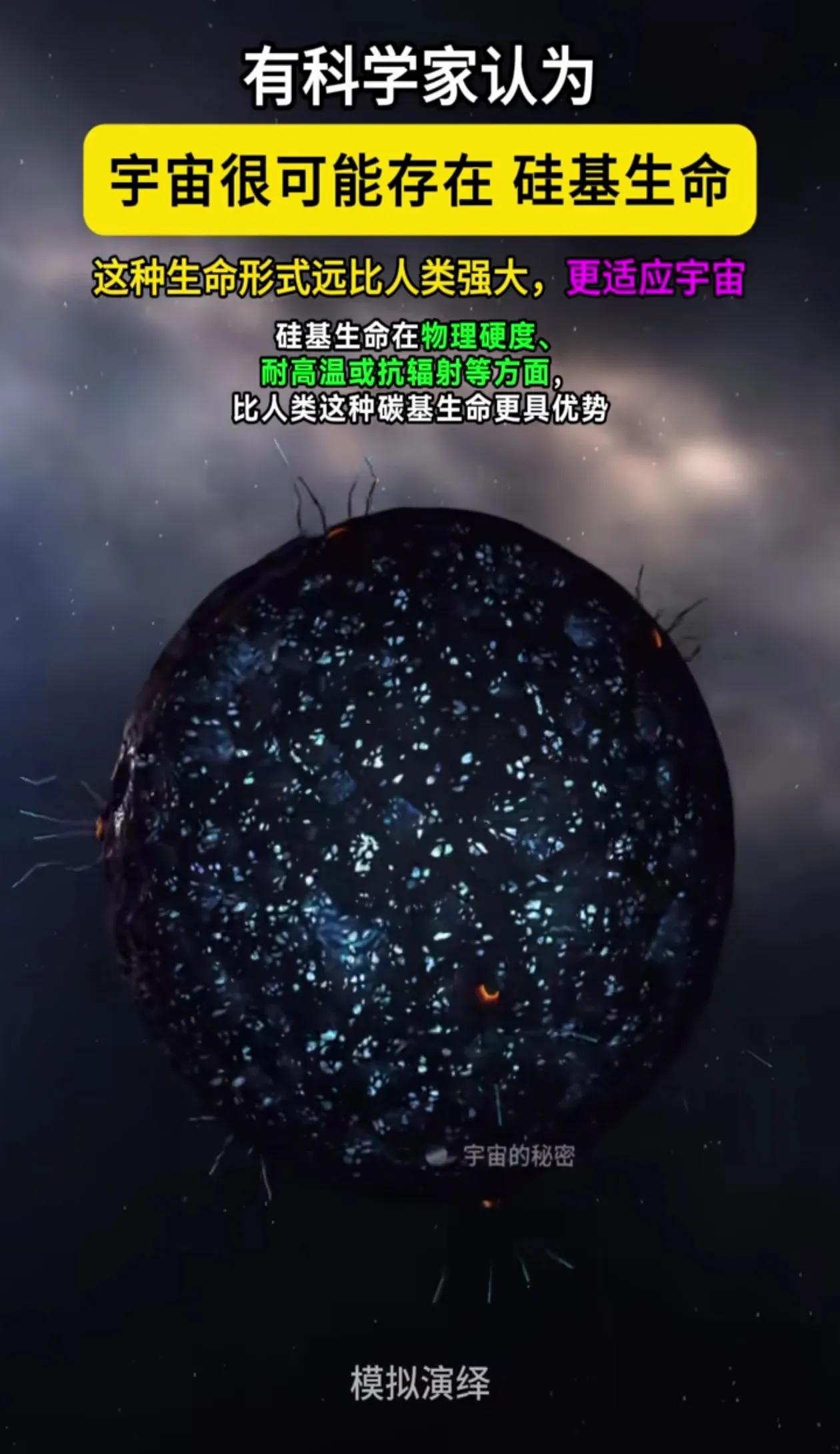 科学家认为宇宙很可能存在硅基生命硅基生命形式远比地球人类强大，更适应于宇宙。
