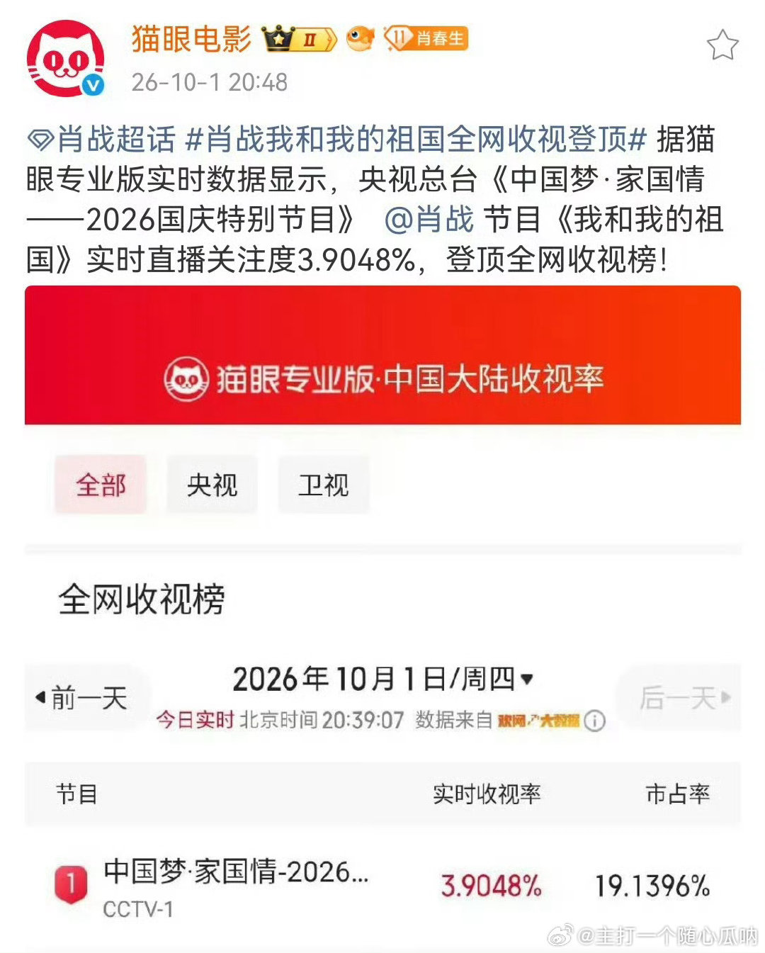 肖战来了，就是爆！第一次爆文，第一次上热门没被顶下来[大笑]我爱我的祖国和肖战#听肖战唱歌是种享受#
