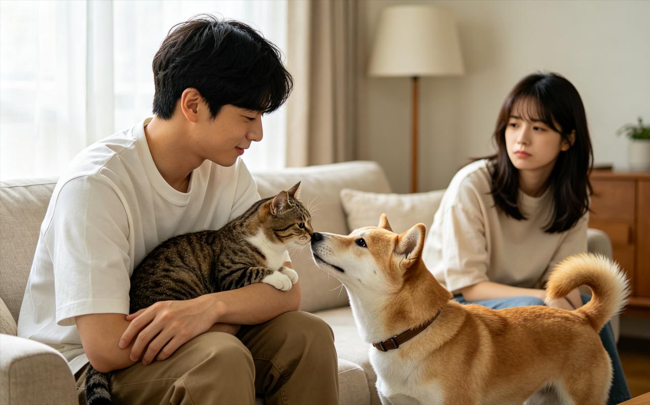 为何宠物猫狗更喜欢亲近男的？因为女人身上那化妆品味道太大了，对于鼻子灵敏的猫狗来