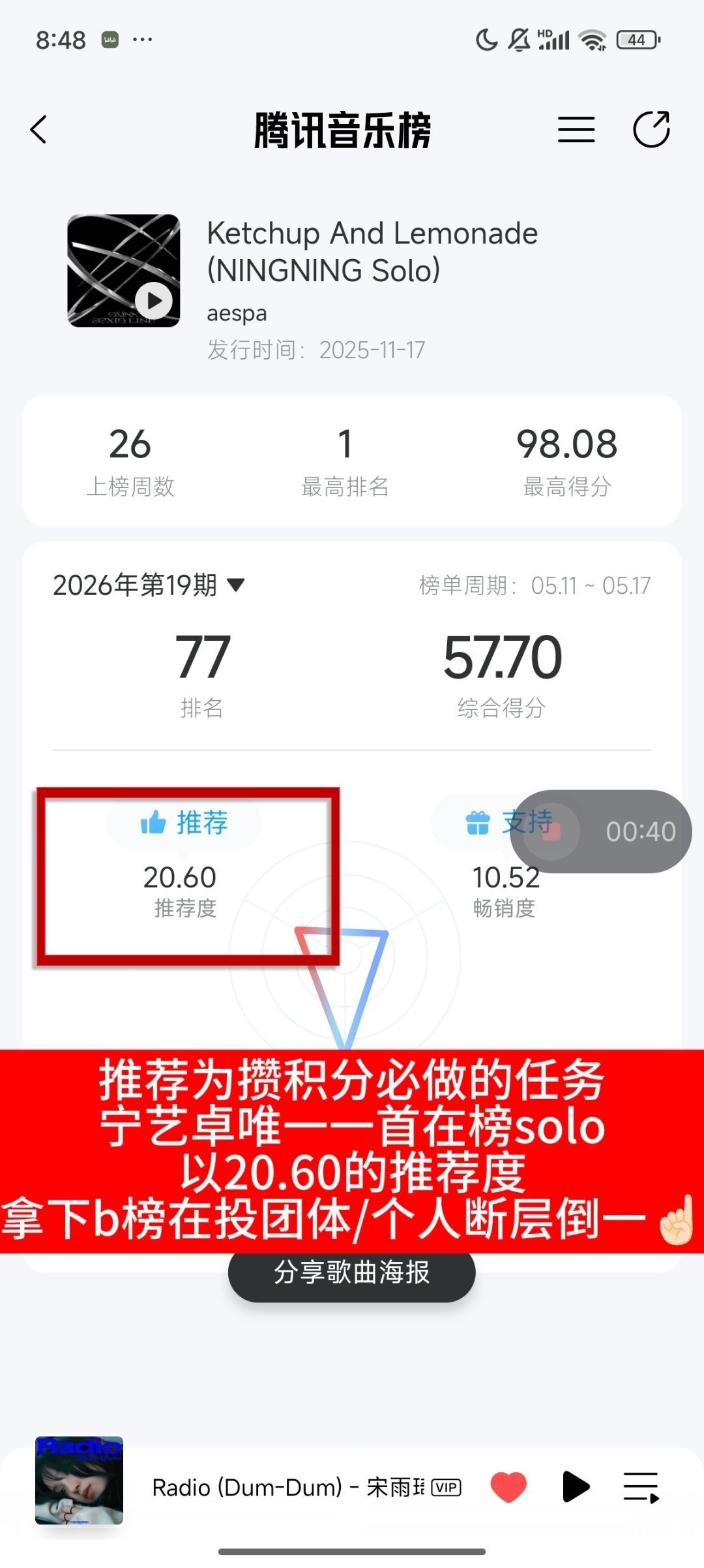 宋雨琦丨宁艺卓宋雨琦投票推荐在榜歌曲是攒积分必做任务有些人怎么歌是飞出韩