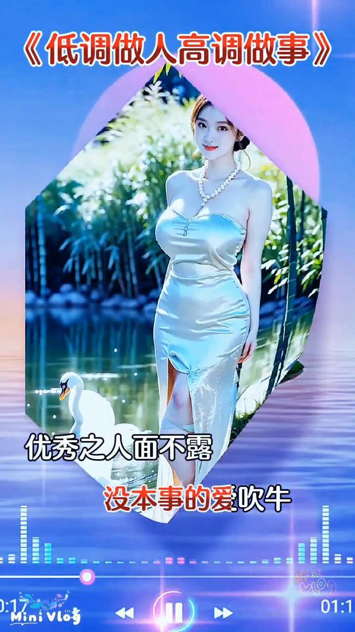 《低调做人高调做事》。大鱼都在水里走，小鱼都在水面游。做人和鱼同相似，没本事的