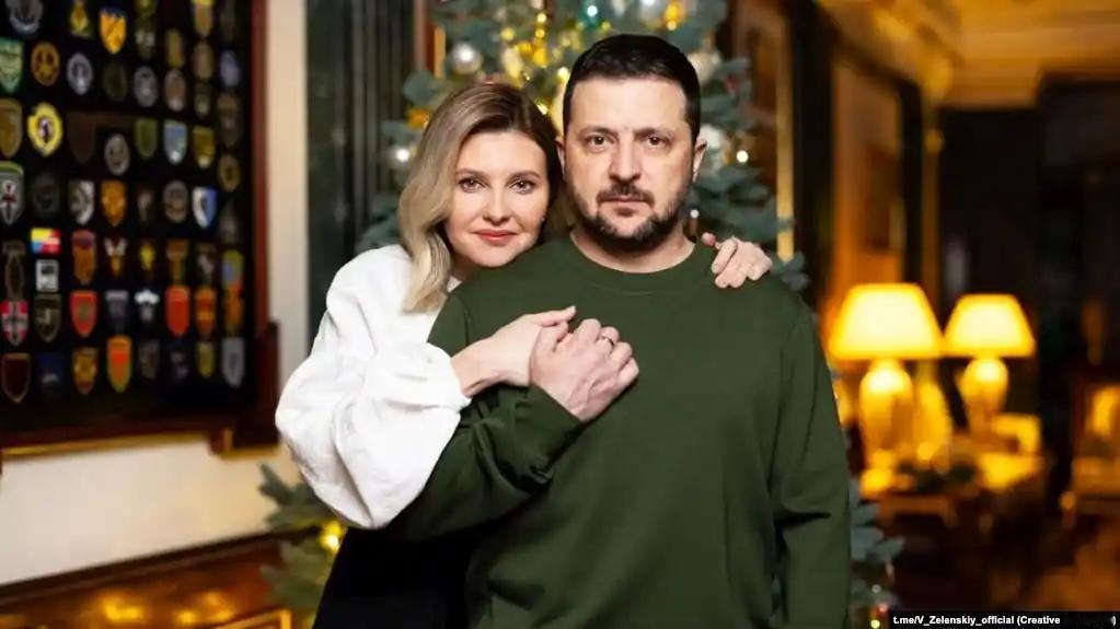 泽连斯基和夫人。