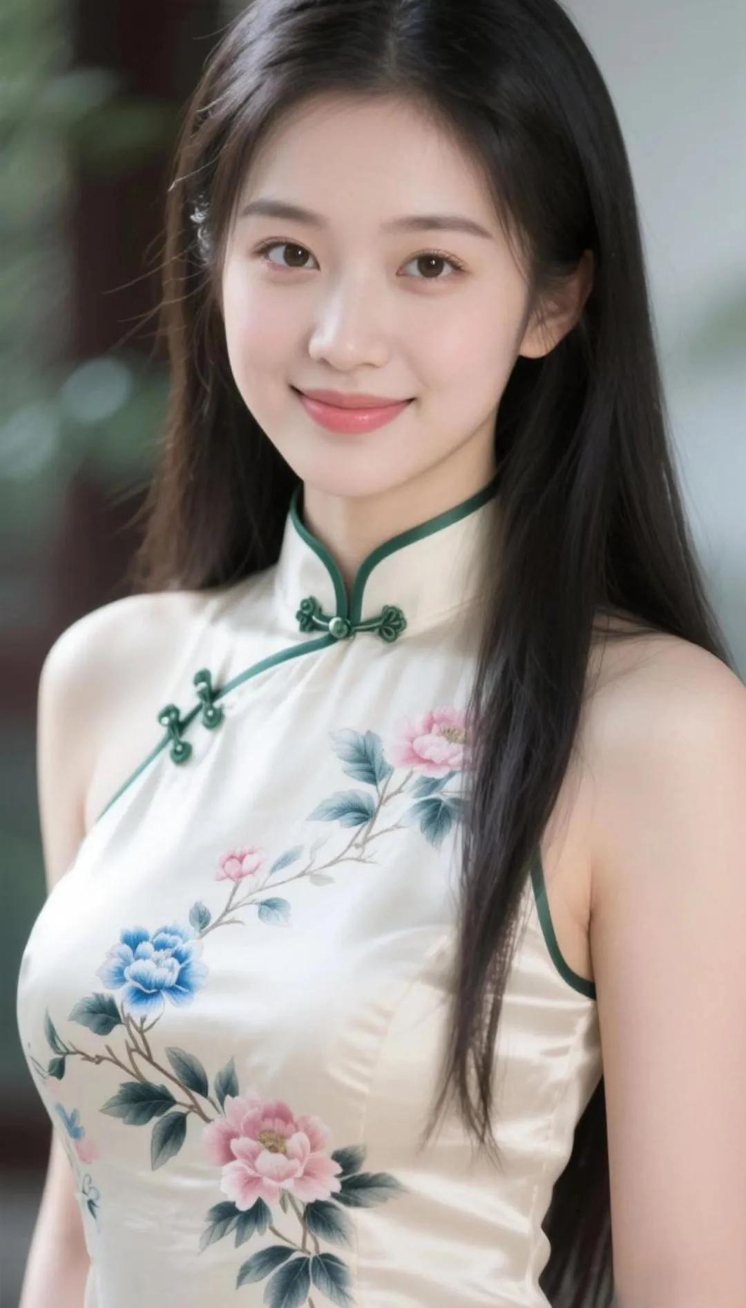 优雅旗袍少女，清新自然，韵味十足