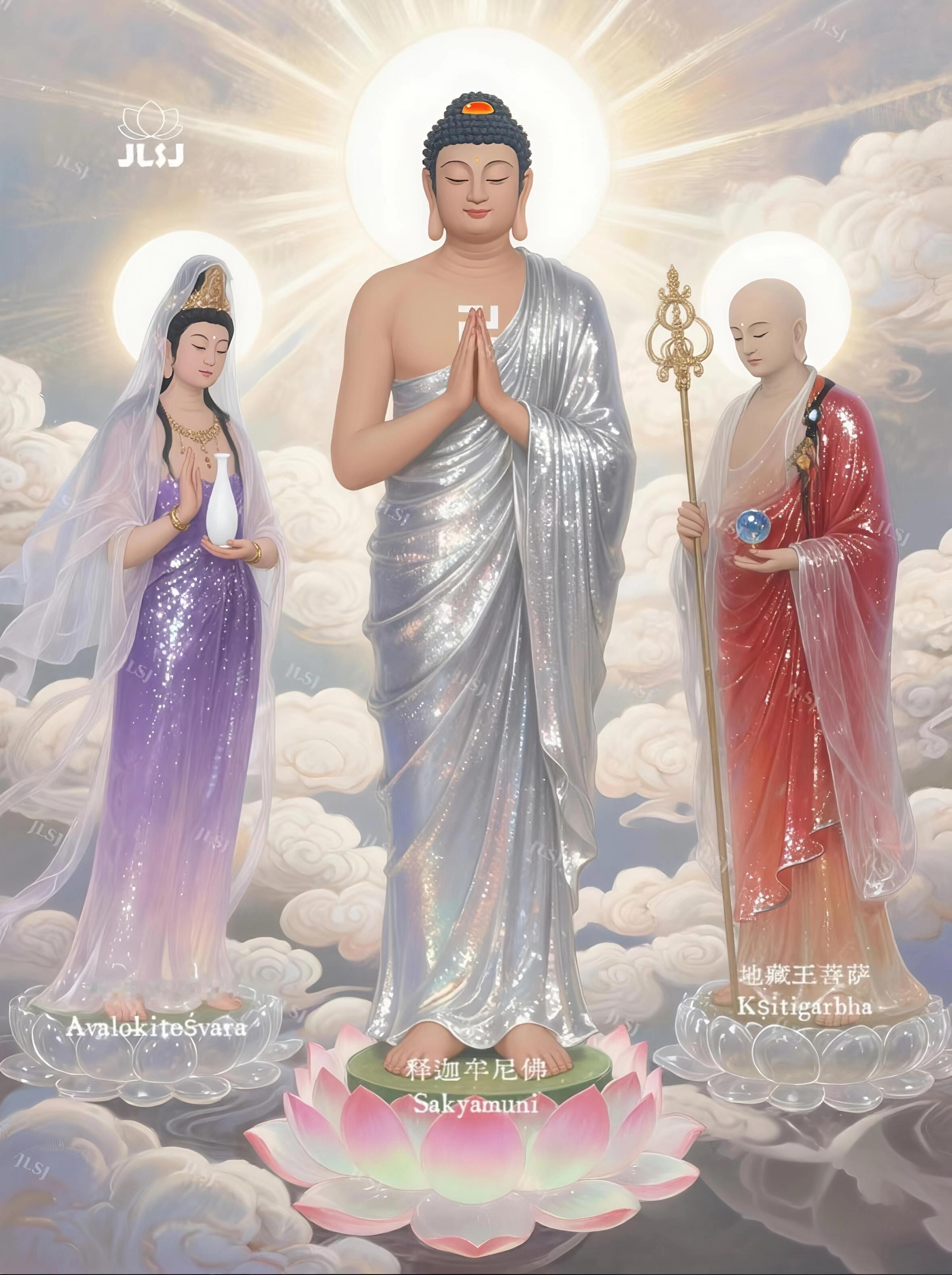 娑婆三圣🙏🙏🙏🙏南无大悲观世音菩萨南无释迦摩尼佛南无大愿地藏王菩萨万法皆