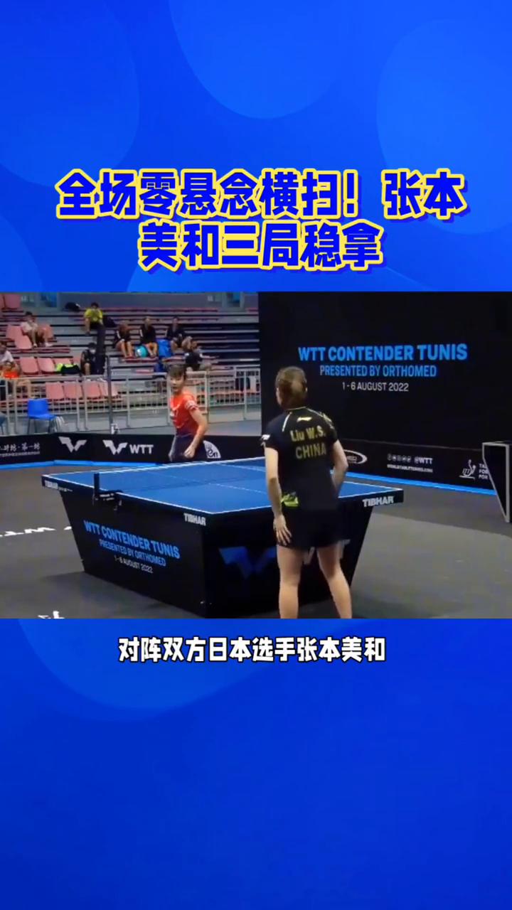 全场零悬念横扫！张本美和三局稳拿。全场零悬念横扫，张本美和三局稳拿，对手全程找