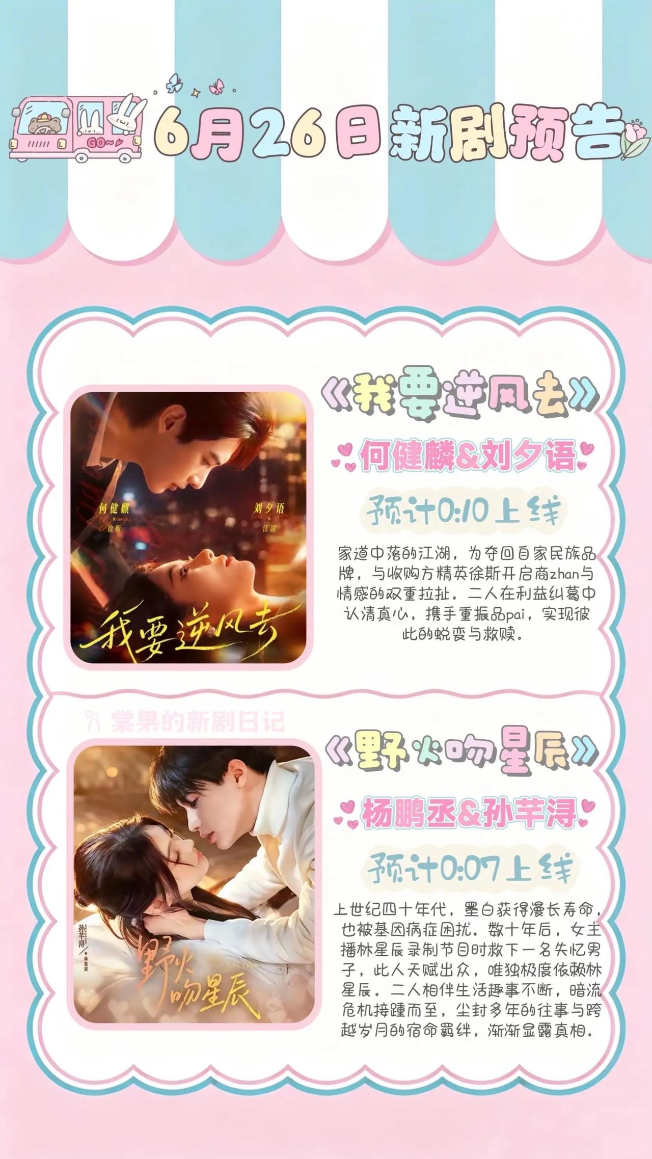 🔥📺6月26日新剧预告合集✨🔥第一组1.《我要逆风去》💼主演