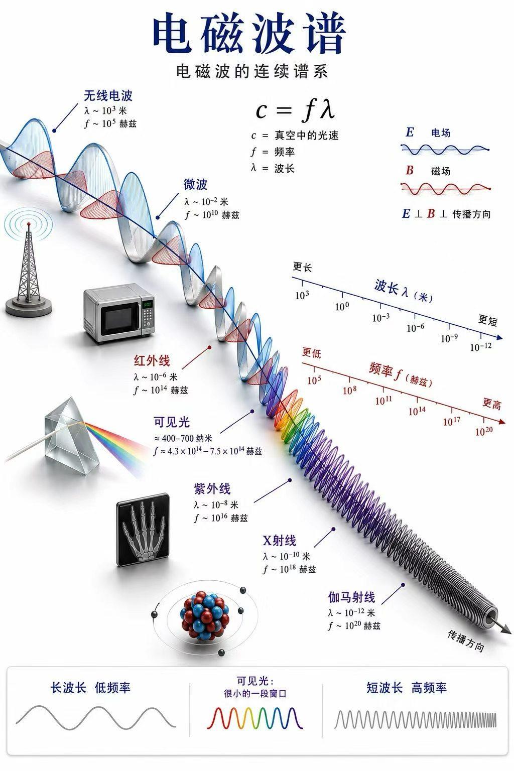 电磁波谱物理和数学很多都是看不见摸不着的东西，需要逻辑思维和很好的空间想象力。