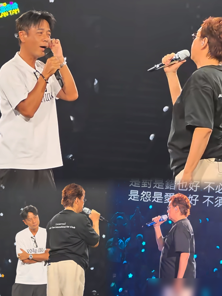 没彩排、没耳返，李克勤是被谭咏麟从观众席直接薅上台的。当晚是谭咏麟红馆终极篇最后一场。李克勤就坐在台