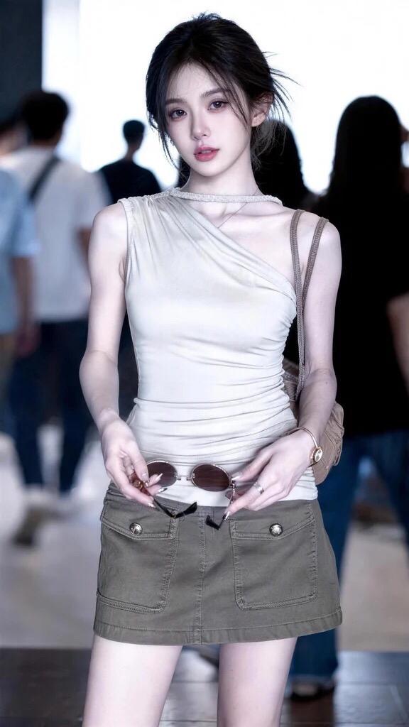 女生审美选1还是2学院白色蓬蓬裙夏日穿搭白色裙装造型