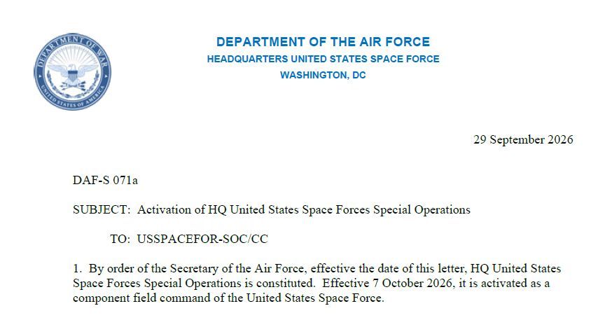 消息人士透露，美国特种作战司令部（USSOCOM）正式迎来了其特种作战力量体系中