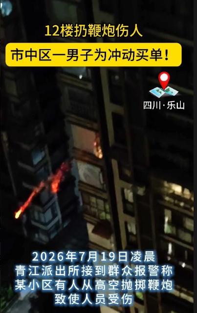 四川乐山市市中区某居民小区发生一起危险高空抛物伤人事件，一名男子为发泄对楼下夜宵